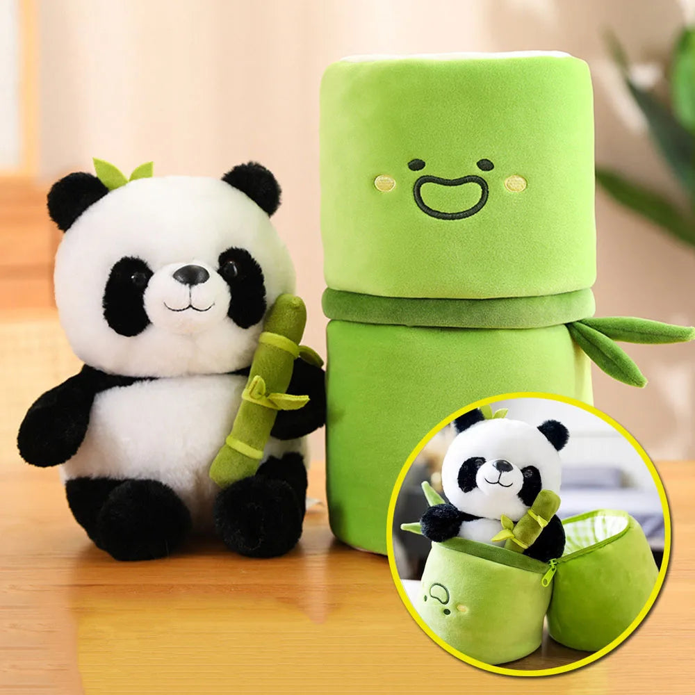 Bamboo Tube and Panda Baby Plush Toy