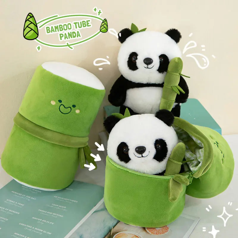 Bamboo Tube and Panda Baby Plush Toy
